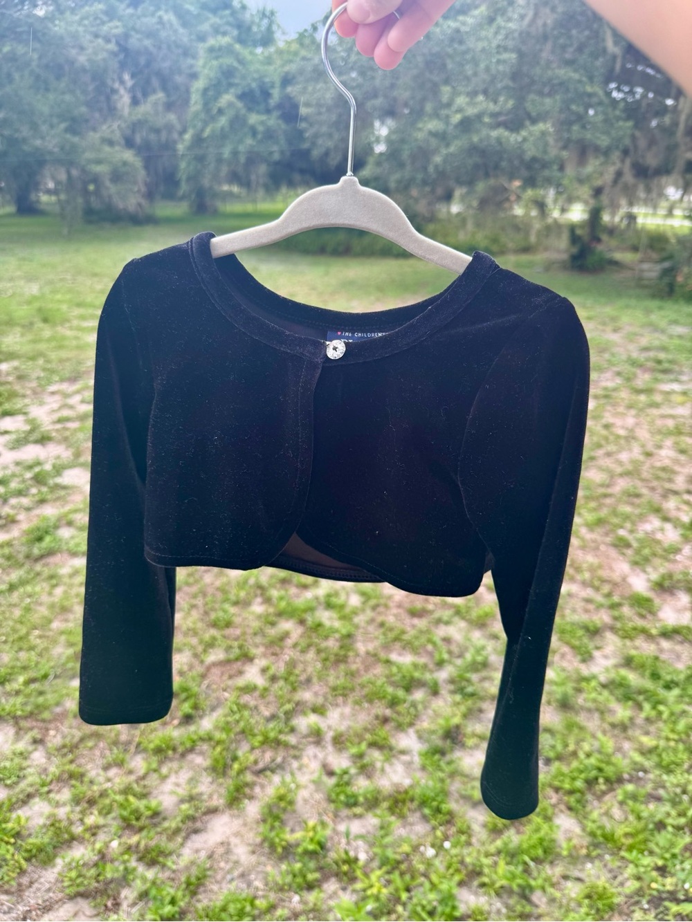The Children's Place Black Velvet Bolero with Crystal Button
